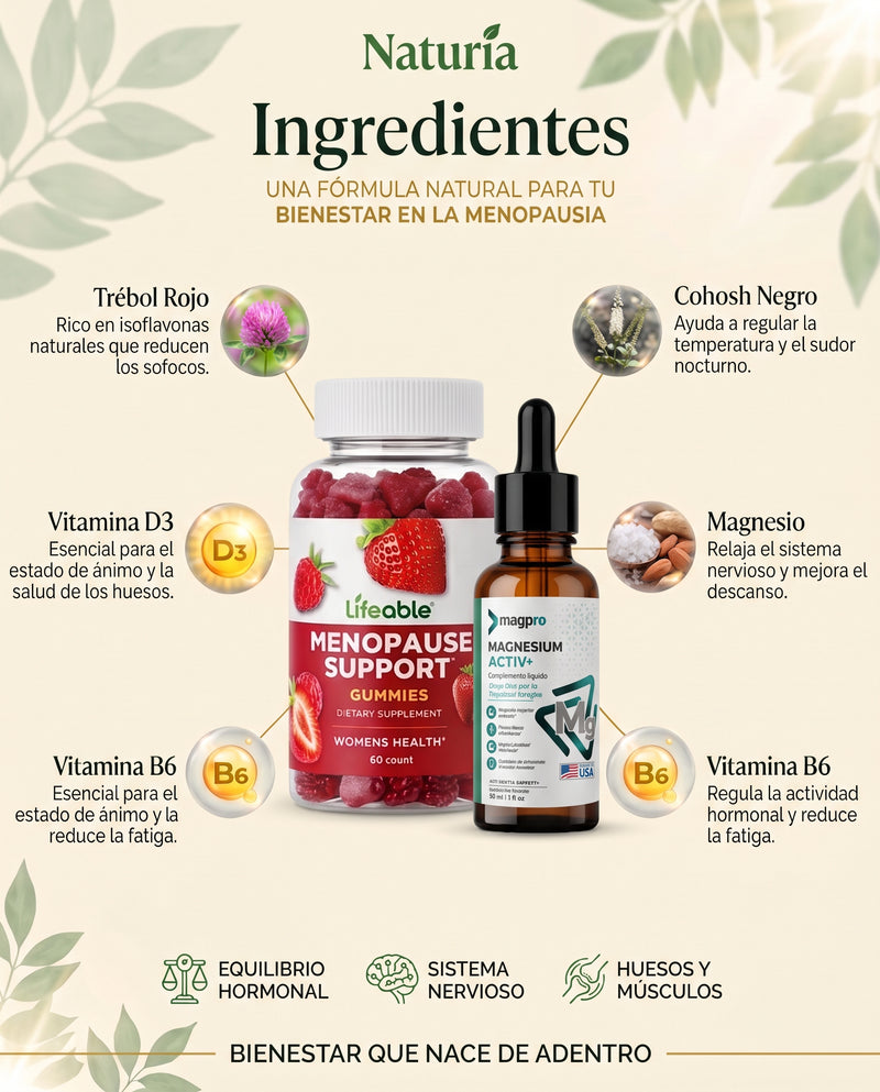 Combo Menopausia: Alivio Natural y Noches de Sueño Profundo (100% Sin Azúcar)